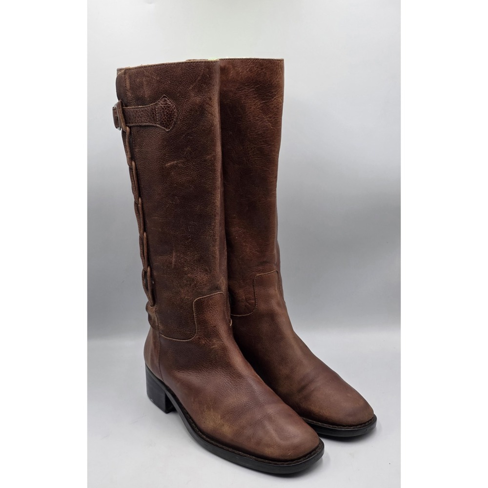 Vintage Nicole Bridle Riding Boots Leather Size 7.5 Medium Cognac Zip Up